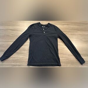 J Crew Factory Dark Blue Men’s Slub Cotton Henley Long-sleeve T-Shirt, Size XS